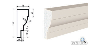 Фасадная лепнина Молдинг МВ-180/9 2000х75 мм
