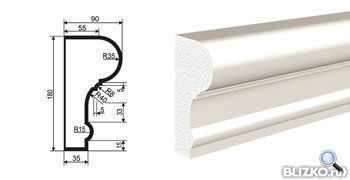 Фасадная лепнина Молдинг МВ-180/10 2000х90 мм