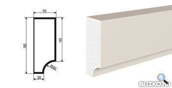Фасадная лепнина Молдинг МВ-180/8 2000х70 мм