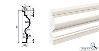 Фасадная лепнина Молдинг МВ-200/2 2000х50 мм