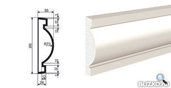 Фасадная лепнина Молдинг МВ-200/4 2000х55 мм