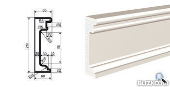 Фасадная лепнина Молдинг МВ-210/1 2000х65 мм