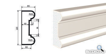 Фасадная лепнина Молдинг МВ-220/2 2000х85 мм