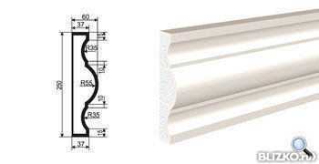 Фасадная лепнина Молдинг МВ-250/3 2000х60 мм