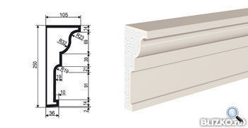 Фасадная лепнина Молдинг МВ-250/7 2000х105 мм