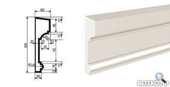 Фасадная лепнина Молдинг МВ-300/1 2000х80 мм