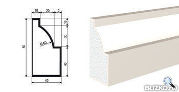 Фасадная лепнина Молдинг Цокольный ЦВ-80/1 2000х40 мм