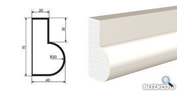 Фасадная лепнина Молдинг Цокольный ЦВ-70/1 2000х40 мм