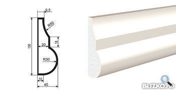 Фасадная лепнина Молдинг Цокольный ЦВ-100/1 2000х40 мм