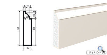 Фасадная лепнина Молдинг Цокольный ЦВ-150/1 2000х35 мм