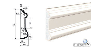 Фасадная лепнина Молдинг Цокольный ЦВ-150/2 2000х40 мм