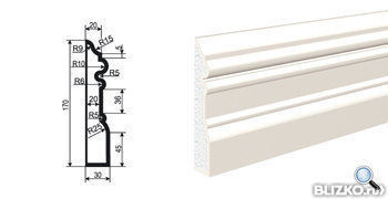 Фасадная лепнина Молдинг Цокольный ЦВ-170/1 2000х30 мм