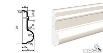 Фасадная лепнина Молдинг Цокольный ЦВ-200/3 2000х70 мм