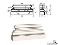 Фасадная лепнина Пилястра (База) ПЛВ-600/6 340*170*800