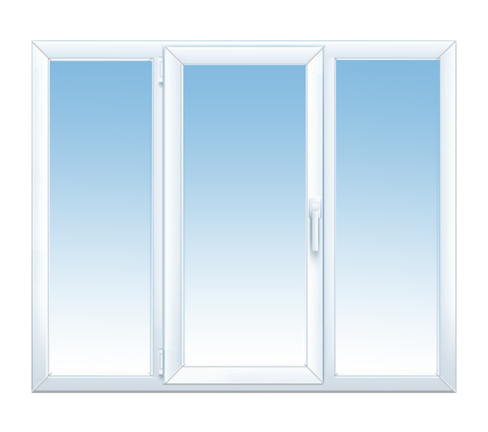 Окно пластиковое трехстворчатое Novoline 1800х1600 однокамерное