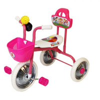 Велосипед трехколесный Чижик розовый без ручки с клаксоном металлические колеса