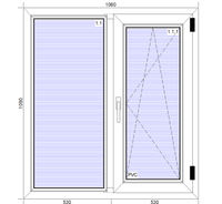 Окно ПВХ Exprof Prona 60 мм 1060*1090, двухстворчатое, СПД 32 мм