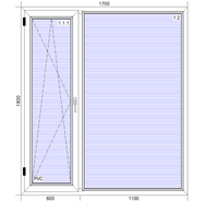 Окно ПВХExprof Prona 60 мм 1700*1800, двухстворчатое, СПО 24 мм