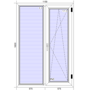 Окно ПВХ Exprof Prona 60 мм 1150*1600, двухстворчатое, СПД 32 мм