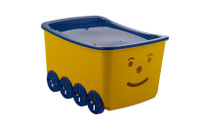 Контейнер для игрушек "Гусеница" желтый 56,5х40х31,5 см с крышкой на колесах Элластик-пласт