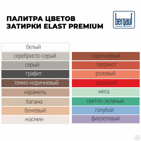 Затирка для межплиточных швов до 10мм Bergauf Elast Premium 2кг белая