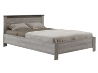 Двуспальная кровать Денвер Риббек серый / Камень темный, 140х200 см, С основанием, Без подъемного механизма