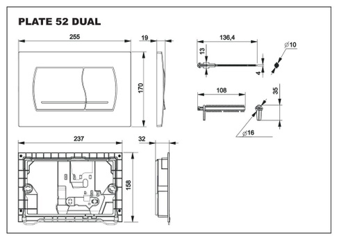 Клавиша для инсталляции Roca Active 52B хром матовая 8901150B2