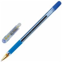 Ручка шариковая масляная с грипом MUNHWA “MC Gold“, синяя, корпус тонированный синий, узел 0,7 мм, линия письма 0,5 мм,