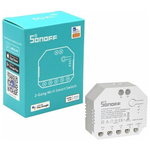 Sonoff Dual R3 WiFi умный двухканальный модуль 10-15А (Алиса, Alexa, Google Assistant, Siri и др.) ITEAD