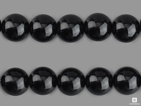 Бусины из шерла (чёрного турмалина), 10 шт. на нитке, 12 мм