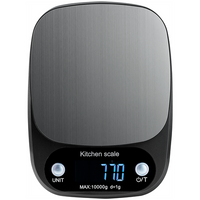 Цифровые электронные кухонные весы C305 черные/ до 10 кг/ с батарейками Benabe