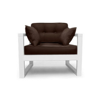 Кресло DEmoku Экокожа Д-1 ЭШ-Б (цвет экокожи: шоколад, цвет дерева: белый) Мебель в стиле лофт