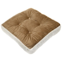 Подушка для сиденья 40х40х7см "Лапландия" кант из искусственного меха, велюр, цвет в ассортименте Светло-бежевый