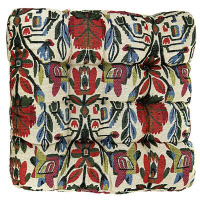 Подушка на стул "Цветы-орнамент" 39х39х8см, гобелен, наполнитель синтепон