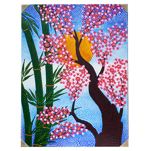 Картина Весна Сакура Бамбук 60х80 см австралийская роспись