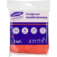 Салфетки хозяйственные Luscan Professional микрофибра 30х30 см 300 г/кв.м красные (3 штуки в упаковке)