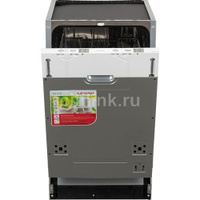 Встраиваемая посудомоечная машина LERAN BDW 45-104, узкая, ширина 44.8см, полновстраиваемая, загрузка 10 комплектов