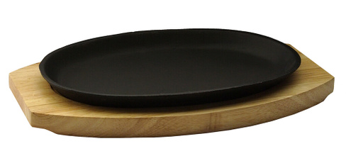 Сковорода овальная на деревянной подставке 270х180 мм [DSU-S-D1]