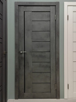 Межкомнатная дверь экошпон Турин бетон темный