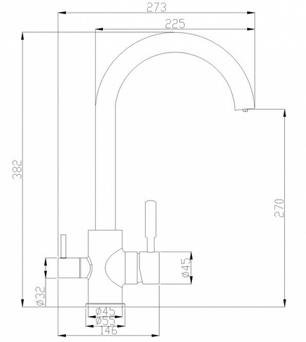 Смеситель для кухни с подключением к фильтру ZORG Steel Hammer SH 713 BLACK BR) черный/бронза