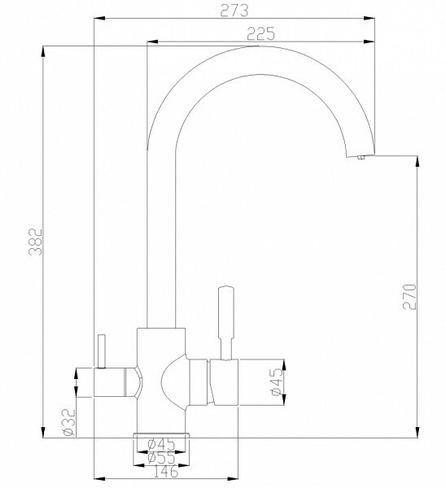 Смеситель для кухни с подключением к фильтру ZORG Steel Hammer (SH 713 BLACK CR) черный/хром