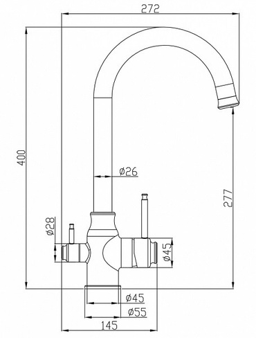 Смеситель для кухни с подключением к фильтру ZORG Steel Hammer (SH 763 INOX BRONZE PVD) бронза