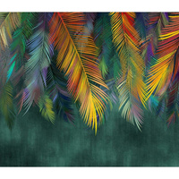 Фотообои Dekor Vinil Разноцветные листья пальмы на зеленом фоне