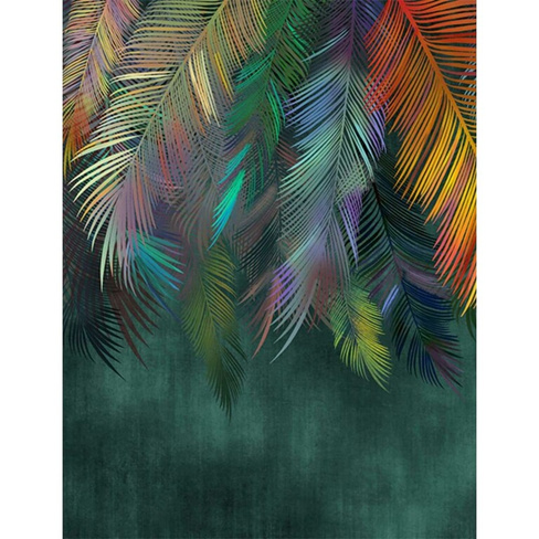 Фотообои Dekor Vinil Цветные пальмовые листья на изумрудном фоне
