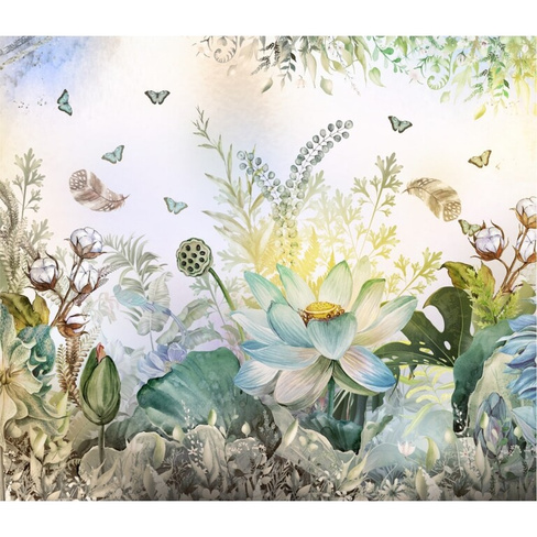 Фотообои Dekor Vinil Акварельные цветы и бабочки