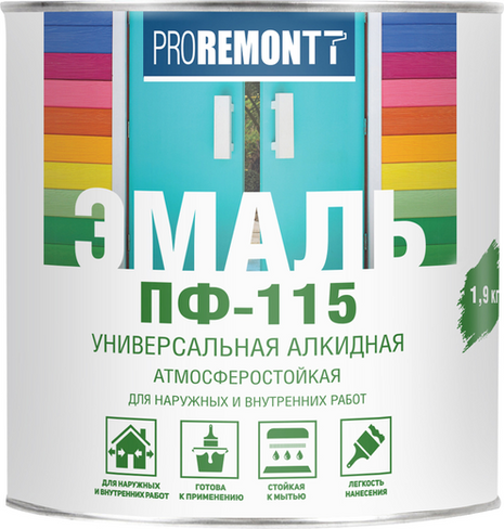 Эмаль ПФ-115 Проремонт белая глянцевая 1, 9 кг x 1/6/252