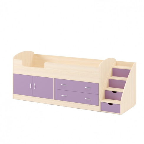 Кровать-чердак №2 (Белёный дуб+Фиолет)