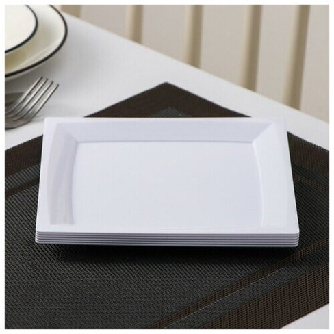 Набор одноразовых тарелок, 17,2×17,2 см, квадратные, плоские, 6 шт, цвет белый нет бренда