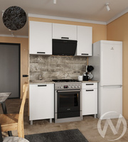 Кухня Кьяра 1.5м с окапом (корпус белый/карбон фарфор) 26мм кастилло темный