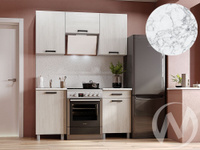 Кухня Элиана 1.6м с окапом (корпус белый/ясень анкор светлый) 26мм мрамор итальянский